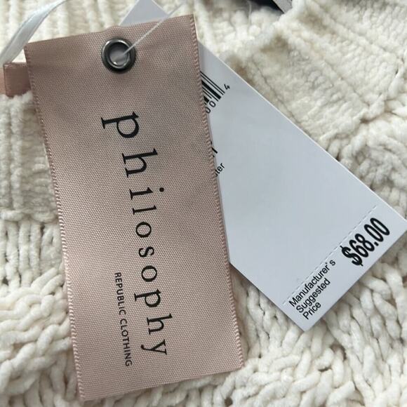 PHILOSOPHY NWT CREAM CABLE KNIT SOFT FLUFFY SWEATER SIZE S/P‎ - Picture 5 of 8